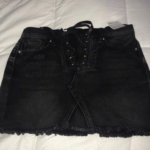 Black denim skirt